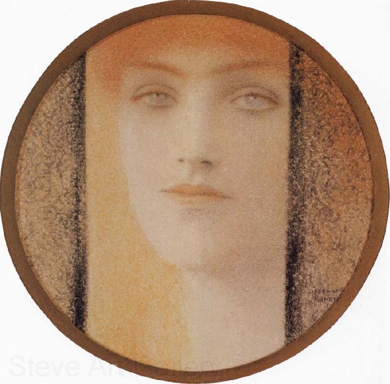 Fernand Khnopff Mask With a black curtain France oil painting art